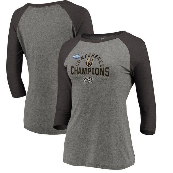 Fanatics Dámské Tričko Vegas Golden Knights 2018 Western Conference Champions Boarding Tri-Blend Raglan 3/4 Sleeve Velikost: L