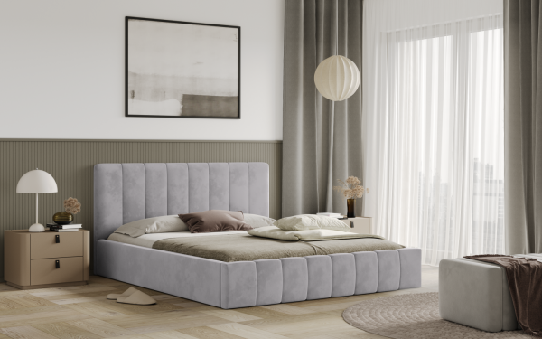 FRONTI Postel RIMINI 120x200 světlešedá s úložným prostorem