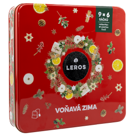 Leros Voňavá zima červený dárkový plechový box 9x6ks
