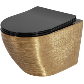 REA - Závěsná WC mísa Carlo Mini Tornado Black Brush Gold REA-C4330