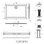 CERANO - Sprchová vanička obdelníková Brio - SMC/minerální kompozit - strukturovaná bílá - 120x80x4 + 2x čelní panel + nožičky CER-281758