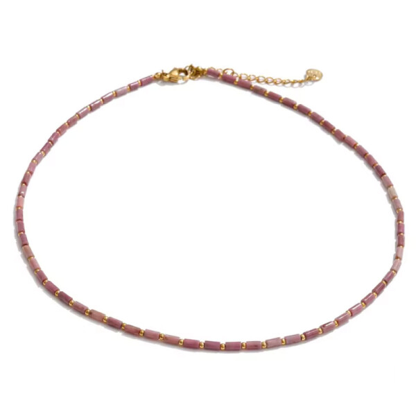 Náhrdelník s rodochrositem Seraphine - chirurgická ocel, Růžová 40 cm + 5 cm (prodloužení)