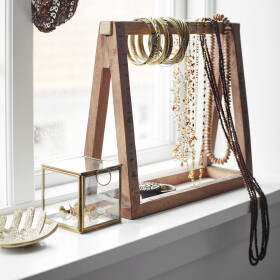 MADAM STOLTZ Stojánek na šperky Recycled Wood Větší, přírodní barva, dřevo