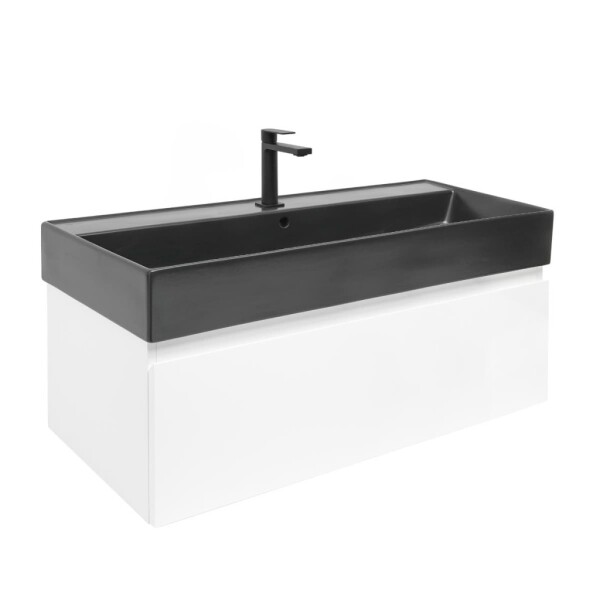 Koupelnová skříňka s umyvadlem SAT B-WAY 99x30x45 cm bílá lesk BWAY100WU2BB BWAY100WU2BB