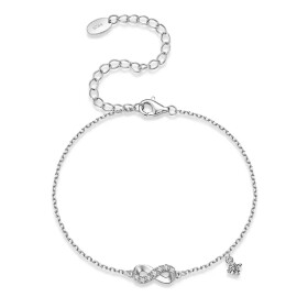 Stříbrný náramek Nekonečno - MOISSANITE + CERTIFIKÁT, Stříbrná 15 cm + 6 cm (prodloužení)