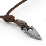 Pánský kožený náhrdelník Edoardo - žraločí tesák, Hnědá 67 cm