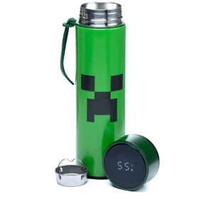 Minecraft Nerezová termoláhev s digitálním teploměrem 450ml - Creeper