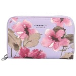 Krásná dámská koženková peněženka Flowers, fialová