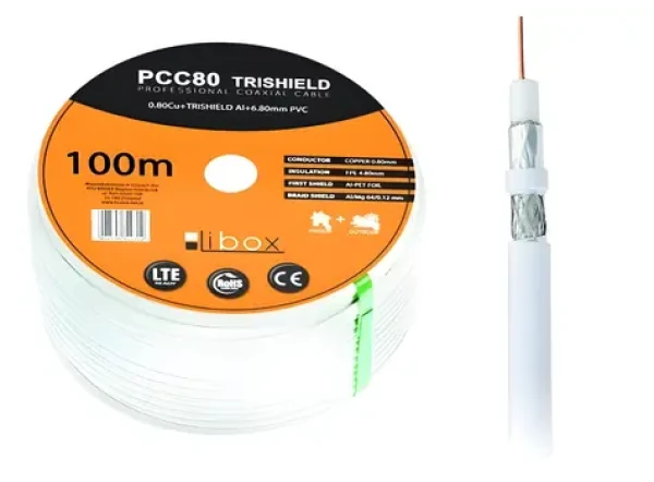 Libox koaxiální anténní kabel bílá / Koaxiální kabel / RG-6/U / 100 m (PCC80)