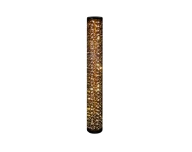 Stojací LED lampa Taco, třpytivý efekt, černo-zlatá látka
