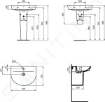 IDEAL STANDARD - Connect Air Umyvadlo 600x450 mm, s přepadem, otvor pro baterii, bílá E069401