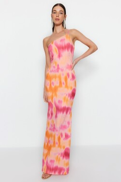 Trendyol Multi Color Gradient Vzorované Jedno Rameno Dlouhé Večerní Večerní Šaty