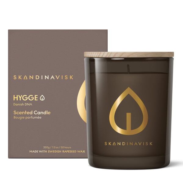 Skandinavisk HYGGE 200 g - SKANDINAVISK Vonná svíčka HYGGE Gold (útulno) 200 g – speciální edice, hnědá barva, sklo