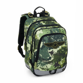 Bagmaster ALFA 25 B školní tříkomorový batoh – stíhačky Zelená 23 l 230338