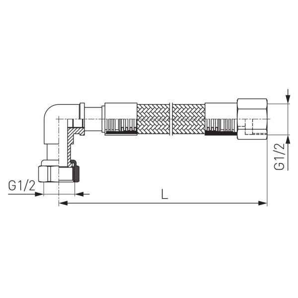 NOVASERVIS - Plynová připojovací hadice s kolínkem 1/2" MM-1,25m WGK1250