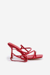 Stylové Sandály Na Podpatku S Pásky Červené Saredi 40