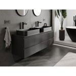 MEXEN/S - Orio koupelnová skříňka pod umyvadlo 140 cm s deskou, 2 zásuvky, černá mat 91A10-14047-2-BFFC71