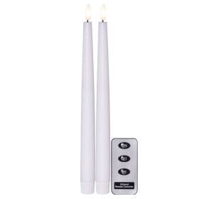 STAR TRADING LED svíčka Flamme Slim White 28 cm – set 2 ks + dálkový ovladač, bílá barva, vosk
