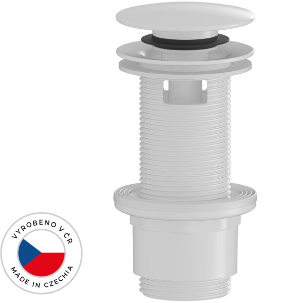 CERANO Umyvadlová výpusť - 5/4“ click-clack s přepadem - plast - 67/82mm - bílá lesklá
