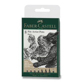 Popisovač Faber-Castell Pitt Artist Pen sada 8 ks, různé hroty, černý