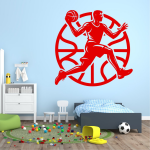 Samolepka Basketbalista v akci Barva: oranžová, Velikost: 60 x 59 cm