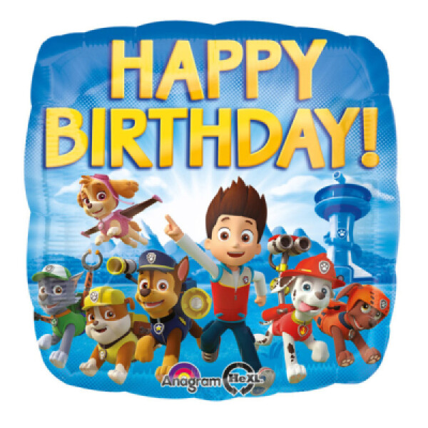 Foliový balón standart, Tlapková patrola Happy Birhtday