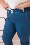 Dámské bavlněné kalhoty Plus Size s elastickým pasem a zavazováním denim 6XL