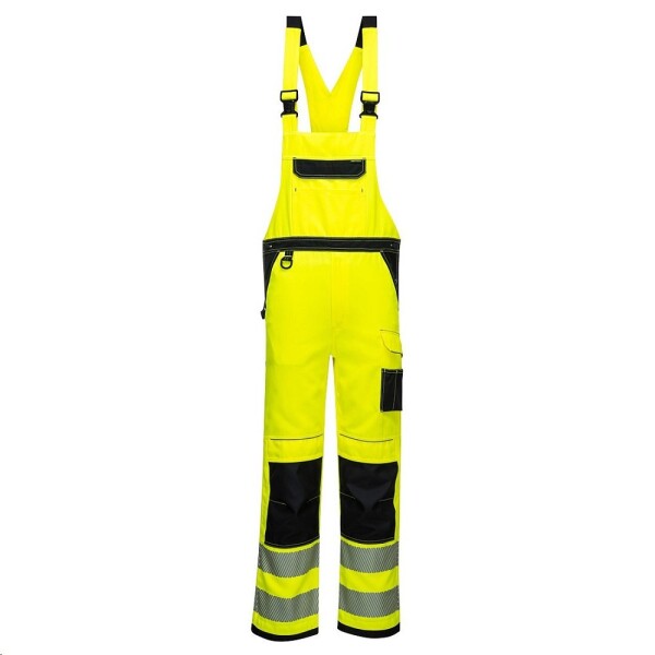 Kalhoty PW3 Hi-Vis reflexní žluto-černé s laclem XL žluto-černé