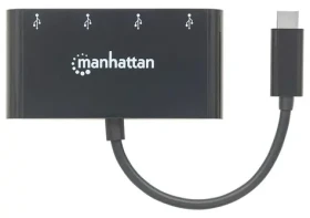 Manhattan USB-C Hub černý / USB hub / 4x USB-A / USB 3.2 Gen 1 / 5 Gbit/s / Bus Power (162746)