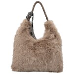 Módní dámská plyšová kabelka do ruky Raiga, khaki