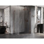 MEXEN/S - Lunar-B L sprchový kout dveře křídlové pravá 75 x 70, transparent, měď kartáčovaná 832L-075-070-65-00-P