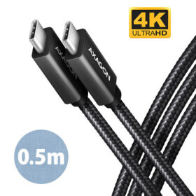 AXAGON BUCM32-CM05AB / SPEED+ kabel USB-C - USB-C / 0.5m / USB 20Gbps / PD 100W 5A / 4K HD / ALU / oplet / černý (BUCM32-CM05AB)