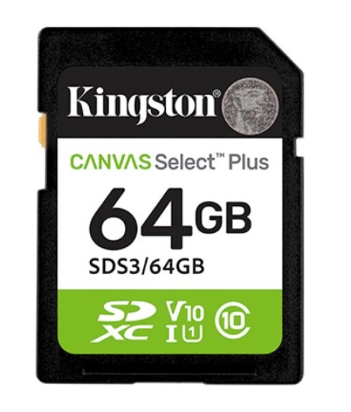 KINGSTON 64GB SDXC CANVAS Plus Memory Card 100MB read - UHS-I class 10