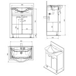AQUALINE - KERAMIA FRESH umyvadlová skříňka 60,6x74x34 cm, bílá 50063A