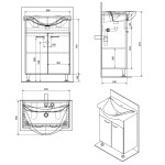 AQUALINE - KERAMIA FRESH umyvadlová skříňka 60,6x74x34cm, dub platin 50065