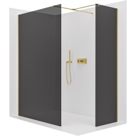 CERANO Sprchová zástěna Walk-in Onyx T L/P - 8 mm - hranatá vzpěra - zlatá, grafitové sklo - 50x40x200 cm