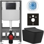 CERANO - Kompletní WC set Basic/Forte - černá matná - WC tlačítko Modulo/Černá - volně stojící - předstěnová instalace - 51x36 CER-8050BD86412