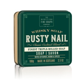 SCOTTISH FINE SOAPS Mýdlo v plechové krabičce Rusty Nail Cocktail 100 g, zelená barva, kov