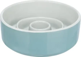 TRIXIE Keramická miska k pomalému krmení modrá, šedá / Miska pro psy / 0,9 l / O 17 cm (TX-24521)