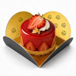 Cake star Podložka pod minidezert FLOWER zlato-černá 10 × 10 cm 25ks
