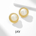 Náušnice s perlou Marta, stříbrné zapínání, Zlatá Bílá