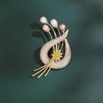 Exkluzivní perlová brož Swarovski Elements Rachel, Žlutá