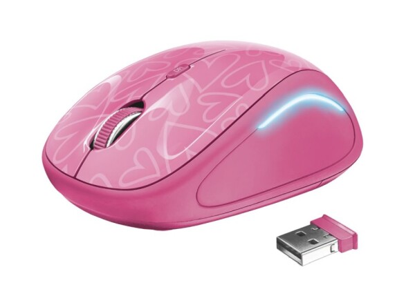Trust YVI FX růžová / Bezdrátová myš / 1600DPI / 2.4 GHz / Micro USB (22336-T)