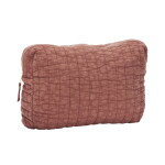 MADAM STOLTZ Prošívaná kosmetická taštička Brick, oranžová barva, hnědá barva, textil