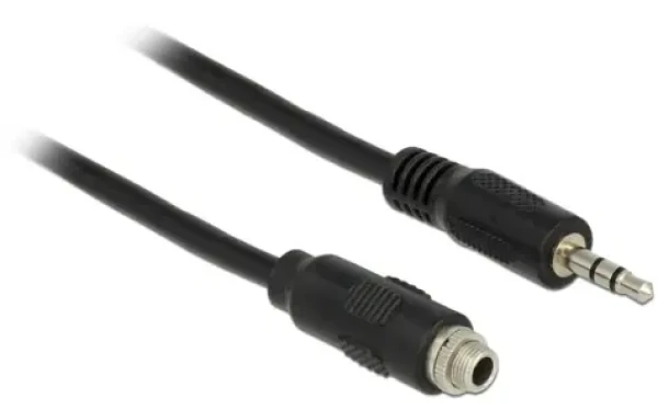 Delock kabel Jack 3,5mm zásuvka panelová - Jack 3,5mm zástrčka / Audio kabel / 3pin / 1 m / černý (85116)