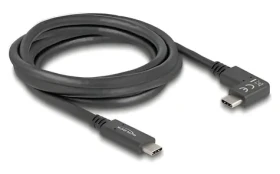 Delock USB-C 5 Gbps 2 m / USB kabel / USB-C - USB-C / PD 60 W / DP Alt Mode 4K60Hz / 1x rovný, 1x zahnutý konektor (80038)