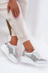 Kožené Ažurové Sportovní Boty Sneakers Na Klínu Bílé S.Barski LR51-641 40