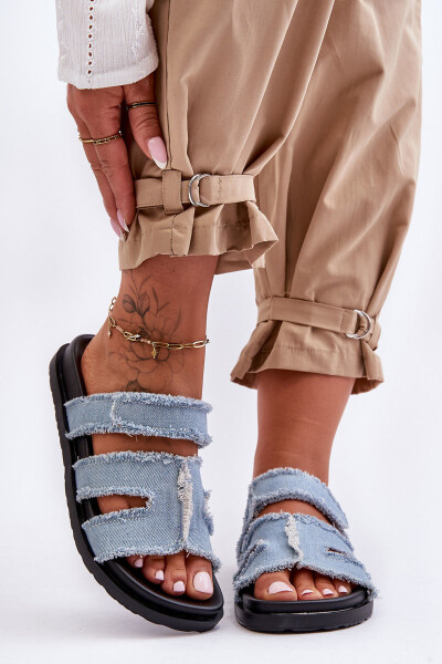 Dámské látkové sandály na zip Modrý Lamirose 38