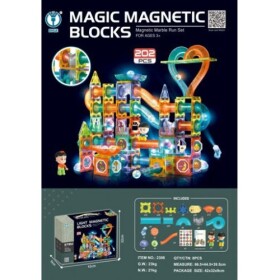 Mamido Magnetická svítící stavebnice kuličková dráha 202 dílů