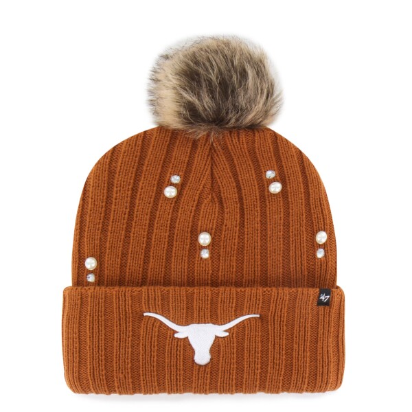 47 Brand Dámská zimní čepice Texas Longhorns NCAA Pearl Fur Knit with Pom